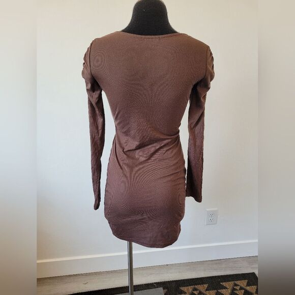 Ultra Flirt Ribbed Bodycon Dress Square Neck Purple Brown Casual Soft Girl Small - Picture 5 of 10